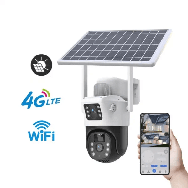 4G / WiFi Solarno Sigurnosna Kamera 2K – PTZ Rotacija, SIM Kartica, IP66 4
