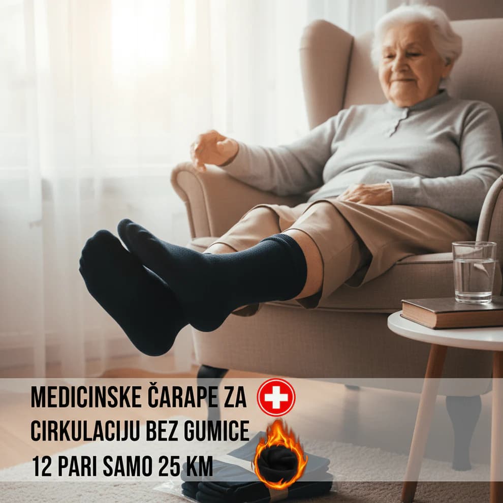 12 Pari Pamučnih Medicinskih Čarapa bez Gumice 2