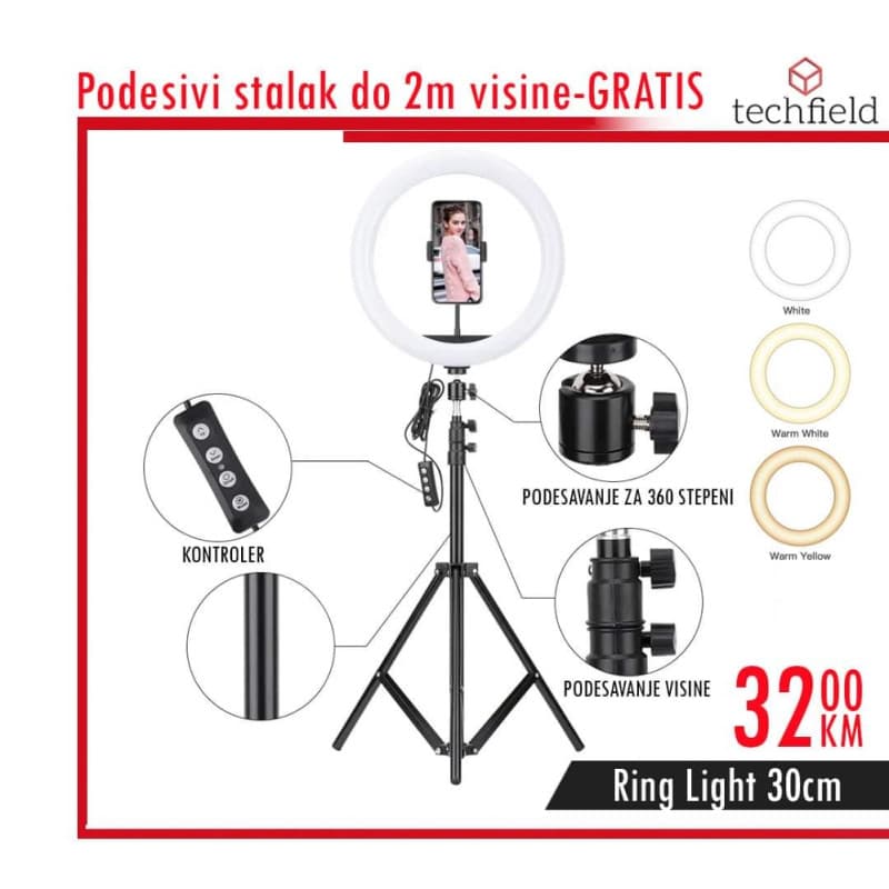 Led Ring Studio Light
Poluprofesionalni Led prsten 30cm STALAK